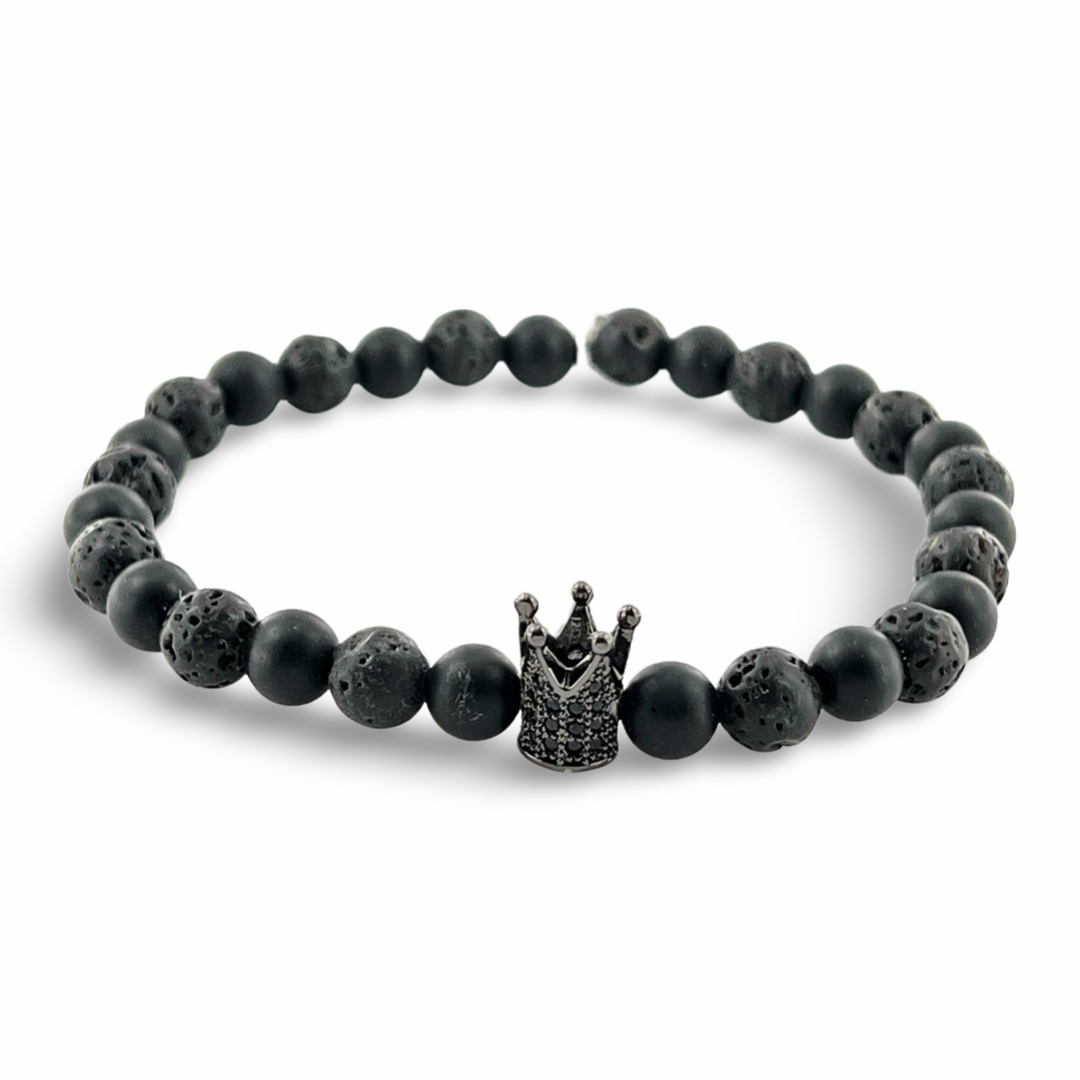 Bracciale CORONA con PIETRA LAVICA e ONICE SATINATO